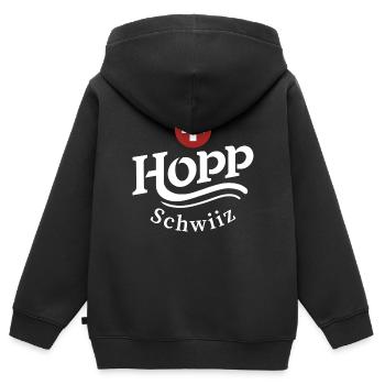 Drapeau suisse Maillot Drapeau suisse Marchandise - Sweat Premium à capuche zippé enfant bio - noir - Dos - AI Model Kid Male (0cm)