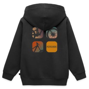 Mountainbike Downhill Enduro - Sweat Premium à capuche zippé enfant bio - noir - Dos - AI Model Kid Male (0cm)
