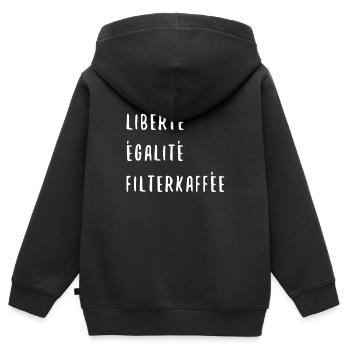 Liberte Egalite Filterkaffee Frankreich Lustig - Kinder Premium Organic Zip Hoodie - Schwarz - Hinten - AI Model Kid Male (0cm)