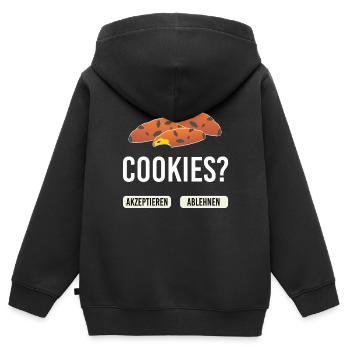 Cookies Akzeptieren Ablehnen lustiger Wortwitz - Kinder Premium Organic Zip Hoodie - Schwarz - Hinten - AI Model Kid Male (0cm)
