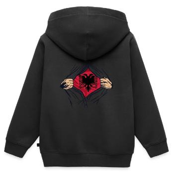 Superhero Albanians - Kids Premium Organic Zip-up Hoodie - black - Back - AI Model Kid Male (0cm)