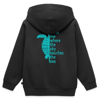 Turtle Slogan meet me Schildkröte Spruch Ozean - Kinder Premium Organic Zip Hoodie - Schwarz - Hinten - AI Model Kid Male (0cm)