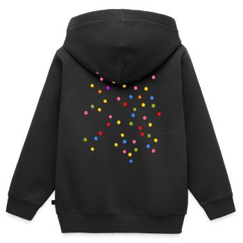 Confettis Carnaval Coloré - Sweat Premium à capuche zippé enfant bio - noir - Dos - AI Model Kid Male (0cm)