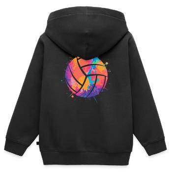Ballon de volley-ball Filles Garçons Enfants Joueurs de volley-ball - Sweat Premium à capuche zippé enfant bio - noir - Dos - AI Model Kid Male (0cm)