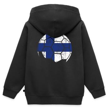 Finland Soccer Ball Fußball - Kinder Premium Organic Zip Hoodie - Schwarz - Hinten - AI Model Kid Male (0cm)