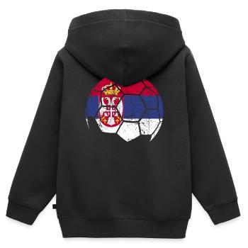 Serbia Soccer Ball Fußball - Kinder Premium Organic Zip Hoodie - Schwarz - Hinten - AI Model Kid Male (0cm)