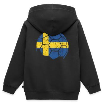 Sweden Soccer Ball Fußball - Kinder Premium Organic Zip Hoodie - Schwarz - Hinten - AI Model Kid Male (0cm)