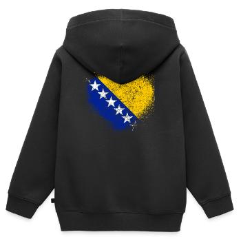Bosnie-et-Herzégovine - Sweat Premium à capuche zippé enfant bio - noir - Dos - AI Model Kid Male (0cm)