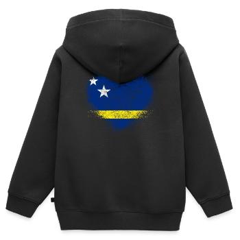Curaçao - Kinder Premium Organic Zip Hoodie - Schwarz - Hinten - AI Model Kid Male (0cm)
