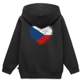 République tchèque - Sweat Premium à capuche zippé enfant bio - noir - Dos - AI Model Kid Male (0cm)