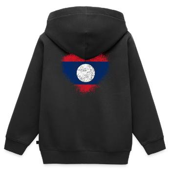 Laos - Kinder Premium Organic Zip Hoodie - Schwarz - Hinten - AI Model Kid Male (0cm)