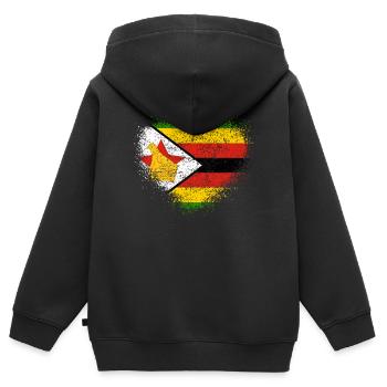Zimbabwe - Sweat Premium à capuche zippé enfant bio - noir - Dos - AI Model Kid Male (0cm)