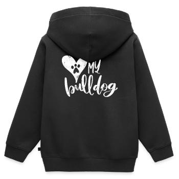 LOVE BULLDOG DOGS DOGS BULLDOG MOTIF WAU - Kids Premium Organic Zip-up Hoodie - black - Back - AI Model Kid Male (0cm)