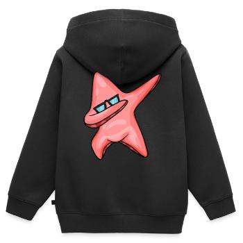 Seestern - Kinder Premium Organic Zip Hoodie - Schwarz - Hinten - AI Model Kid Male (0cm)