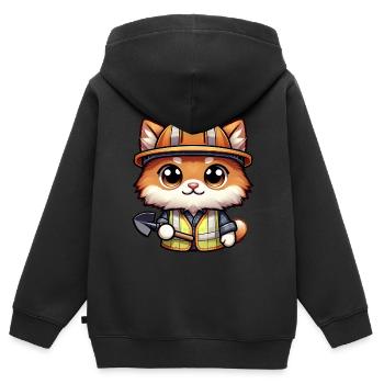 Cute Cat Construction Worker - Kinder Premium Organic Zip Hoodie - Schwarz - Hinten - AI Model Kid Male (0cm)