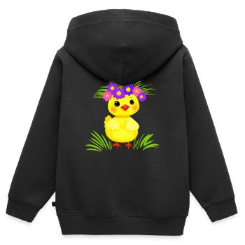 Petit poulet - Sweat Premium à capuche zippé enfant bio - noir - Dos - AI Model Kid Male (0cm)