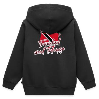 Trinité-et-Tobago - Sweat Premium à capuche zippé enfant bio - noir - Dos - AI Model Kid Male (0cm)