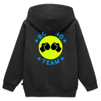 Boxing team (Boxhandschuhe, Kreis, Sterne) - Kinder Premium Organic Zip Hoodie - Schwarz - Hinten - AI Model Kid Male (0cm)