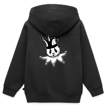 harlekin,panda,illustration, pantomime - Kinder Premium Organic Zip Hoodie - Schwarz - Hinten - AI Model Kid Male (0cm)