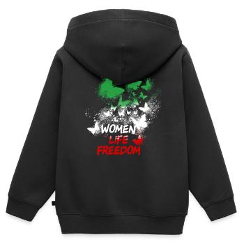 women life freedom,freiheit,iran,schmetterlinge - Kinder Premium Organic Zip Hoodie - Schwarz - Hinten - AI Model Kid Male (0cm)