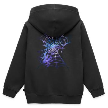 Spider, Spider Web, Purple Web, Halloween - Kids Premium Organic Zip-up Hoodie - black - Back - AI Model Kid Male (0cm)