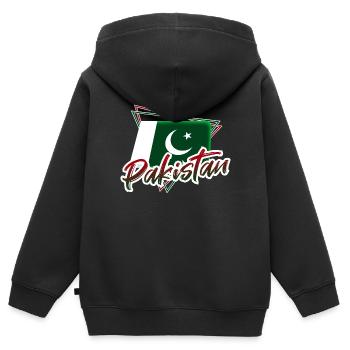 Pakistan - Kinder Premium Organic Zip Hoodie - Schwarz - Hinten - AI Model Kid Male (0cm)
