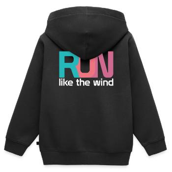 RUN - Sweat Premium à capuche zippé enfant bio - noir - Dos - AI Model Kid Male (0cm)