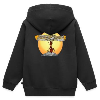 ne jamais abandonner - Sweat Premium à capuche zippé enfant bio - noir - Dos - AI Model Kid Male (0cm)