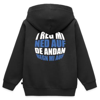 I reg mi ned auf de andan regn mi auf bayern - Kinder Premium Organic Zip Hoodie - Schwarz - Hinten - AI Model Kid Male (0cm)