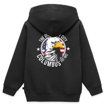 Columbus Ohio - Sweat Premium à capuche zippé enfant bio - noir - Dos - AI Model Kid Male (0cm)
