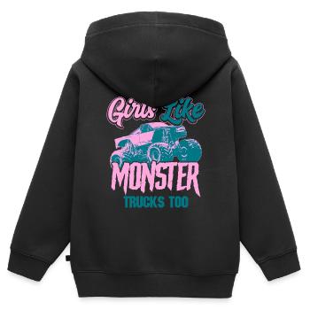 Monstertruck - Kinder Premium Organic Zip Hoodie - Schwarz - Hinten - AI Model Kid Male (0cm)