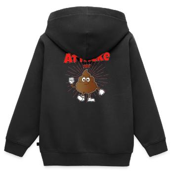 Attacke mit Kacke - Kinder Premium Organic Zip Hoodie - Schwarz - Hinten - AI Model Kid Male (0cm)