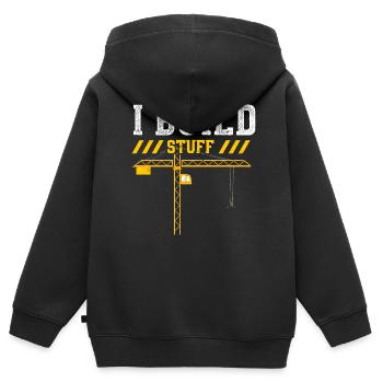 I Build Stuff - Kinder Premium Organic Zip Hoodie - Schwarz - Hinten - AI Model Kid Male (0cm)