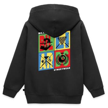 Billard Pool Snooker Queue Kugeln Vintage Retro - Kinder Premium Organic Zip Hoodie - Schwarz - Hinten - AI Model Kid Male (0cm)