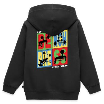 développé couché, haltérophilie, musculation, fitness, fort - Sweat Premium à capuche zippé enfant bio - noir - Dos - AI Model Kid Male (0cm)