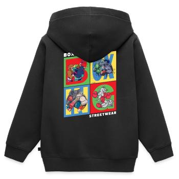 Boxen Boxer Boxkampf Sport Tiere Cartoon Comic - Kinder Premium Organic Zip Hoodie - Schwarz - Hinten - AI Model Kid Male (0cm)