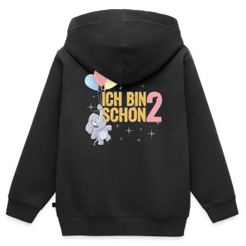 2 Jahre alt süß Elefant Luftballons Geburtstag - Kinder Premium Organic Zip Hoodie - Schwarz - Hinten - AI Model Kid Male (0cm)