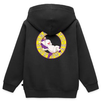 Unathletic Unicorn - Kids Premium Organic Zip-up Hoodie - black - Back - AI Model Kid Male (0cm)