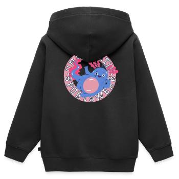 Unathletich Axolotl Sports Wear - Kinder Premium Organic Zip Hoodie - Schwarz - Hinten - AI Model Kid Male (0cm)