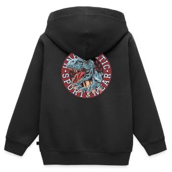 Unathletich TRex Sports Wear - Kinder Premium Organic Zip Hoodie - Schwarz - Hinten - AI Model Kid Male (0cm)