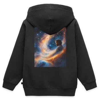 Gott transzendiert in Sternenstaub - Kinder Premium Organic Zip Hoodie - Schwarz - Hinten - AI Model Kid Male (0cm)