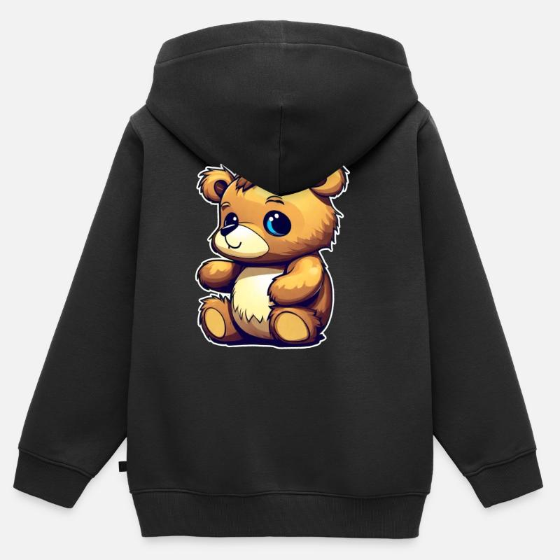 Mignon petit ours en peluche - Sweat Premium à capuche zippé enfant bio - noir
