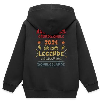 Abschluss 2024 Grundschule Legende T-Shirt - Kinder Premium Organic Zip Hoodie - Schwarz - Hinten - AI Model Kid Male (0cm)
