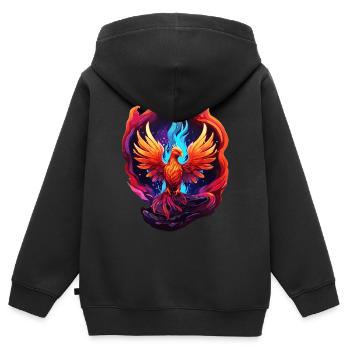 Phönix - Kinder Premium Organic Zip Hoodie - Schwarz - Hinten - AI Model Kid Male (0cm)