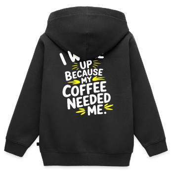 Je me suis réveillé parce que mon café avait besoin de moi - Sweat Premium à capuche zippé enfant bio - noir - Dos - AI Model Kid Male (0cm)