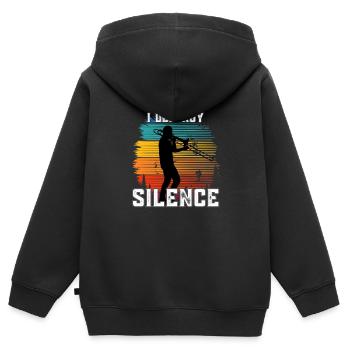 Funny Trombone Player Lover I Destroy Silence - Kids Premium Organic Zip-up Hoodie - black - Back - AI Model Kid Male (0cm)