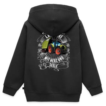 Landwirt - Kinder Premium Organic Zip Hoodie - Schwarz - Hinten - AI Model Kid Male (0cm)
