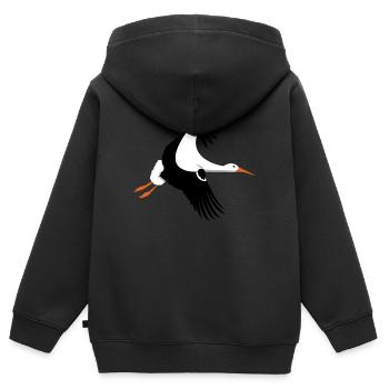 Storch im Flug - Kinder Premium Organic Zip Hoodie - Schwarz - Hinten - AI Model Kid Male (0cm)