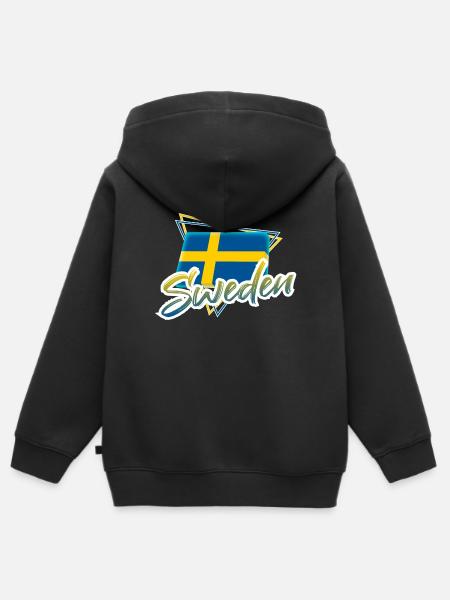 Schweden - Hoodie Premium med dragkedja barn ekologisk - svart