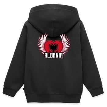 Albanien - Kinder Premium Organic Zip Hoodie - Schwarz - Hinten - AI Model Kid Male (0cm)